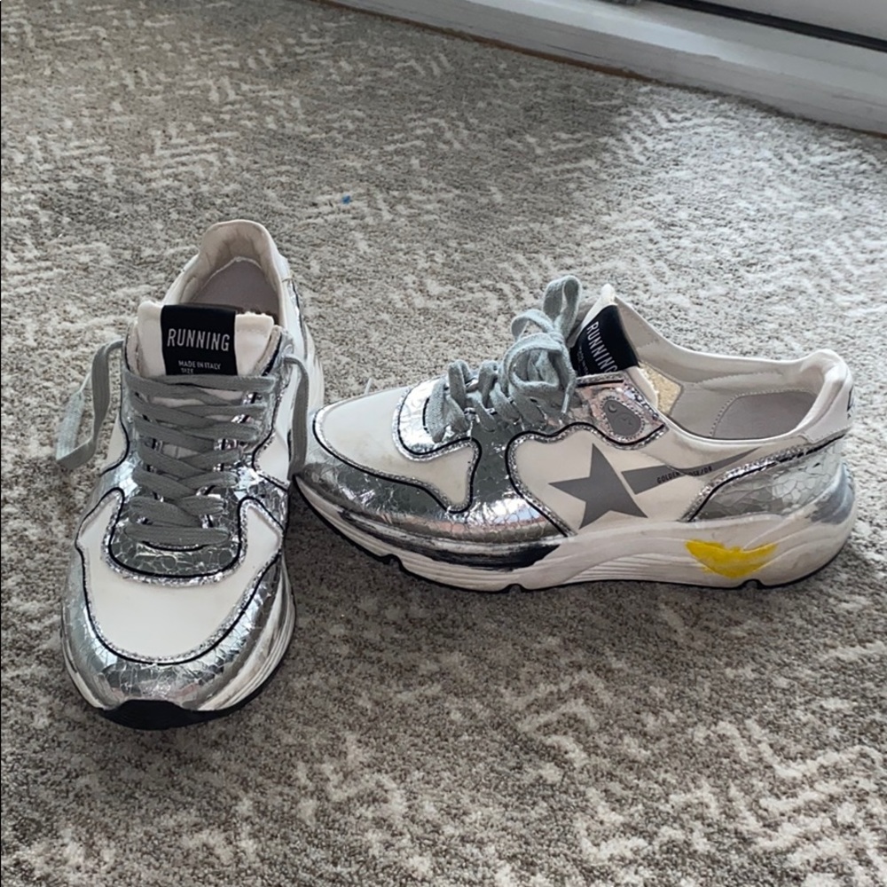 Golden Goose Sneakers in White Silver Crack